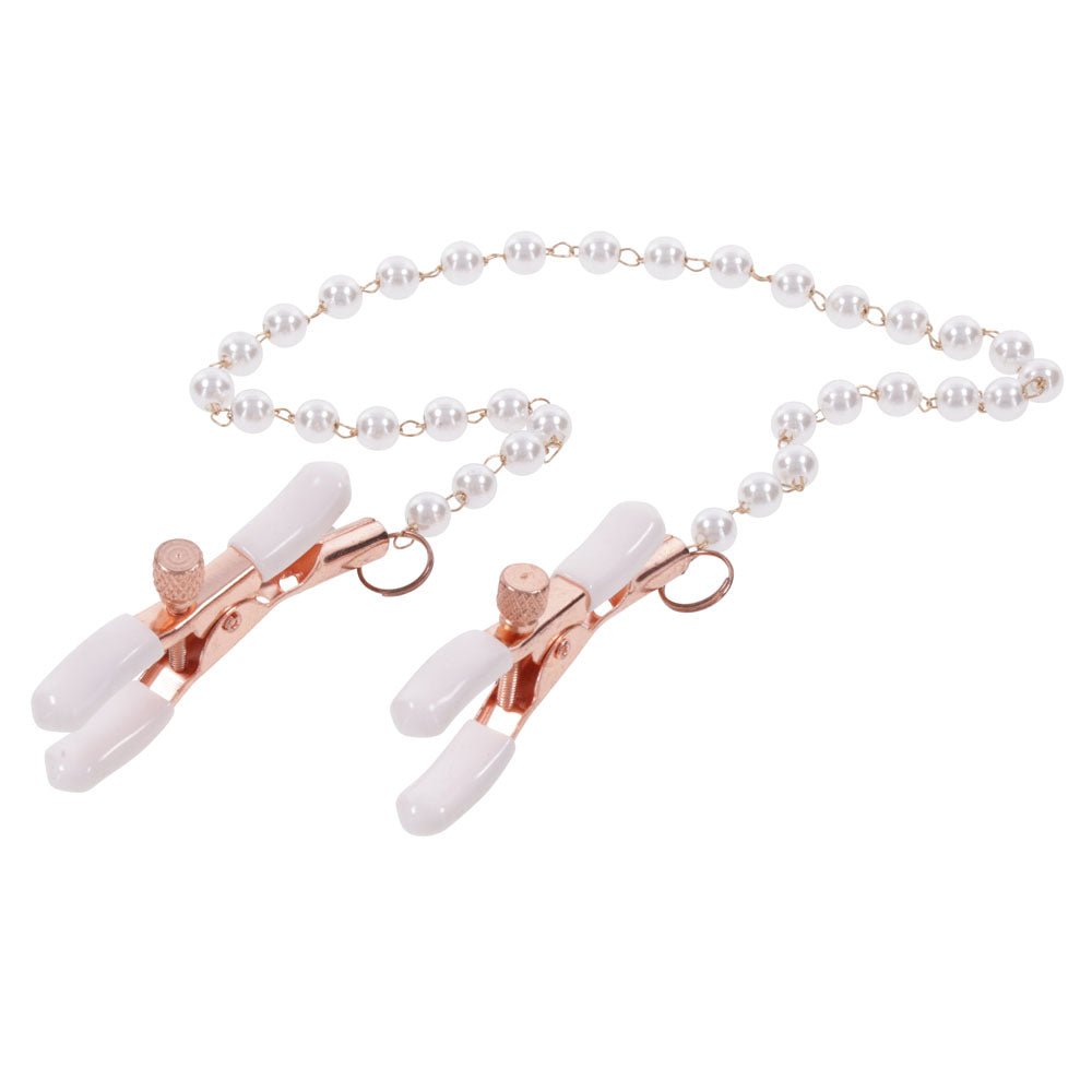 Sex & Mischief Peaches n CreaMe Pearl Nipple Clamps - BONDAGE - TOYS