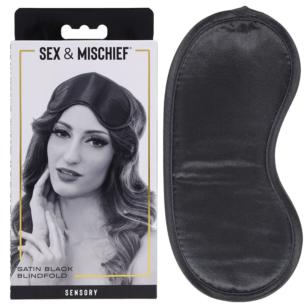Sex & Mischief Satin Blindfold Black - Black Blindfold - BONDAGE - TOYS