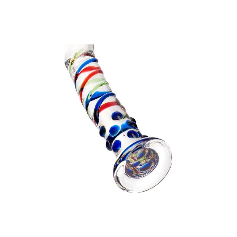 Sexus Glass Dildo Blue Tip 18cm - Adult Toys