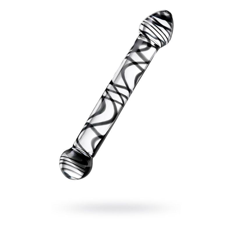Sexus Glass Dildo Duo Black Swirl 20.5cm - Adult Toys