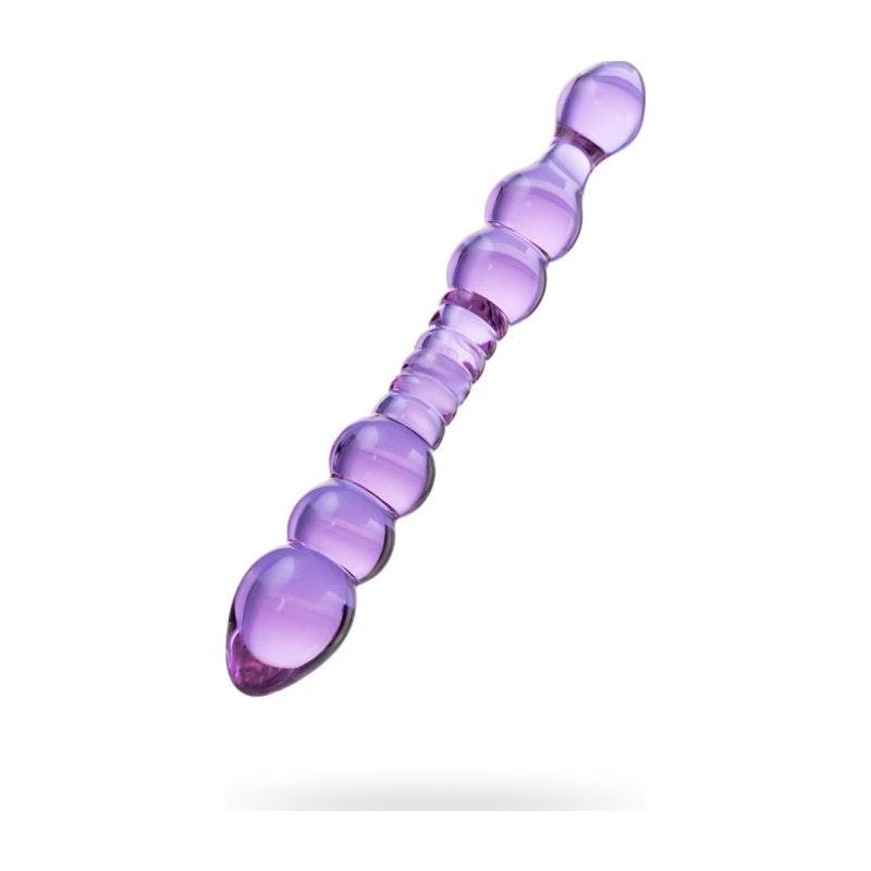 Sexus Glass Dildo - Mauve 22.8cm Textured Glass Adult Sex Toy - Adult Toys