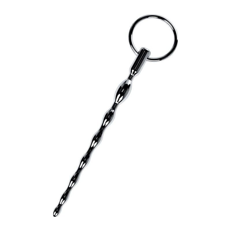 Silver Metal Braided Urethral Plug w Replaceable Ring - Adult Toys