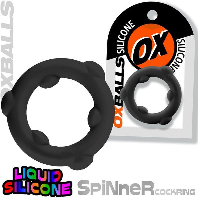 Spinner Silicone Cock Ring Black - Adult Toys