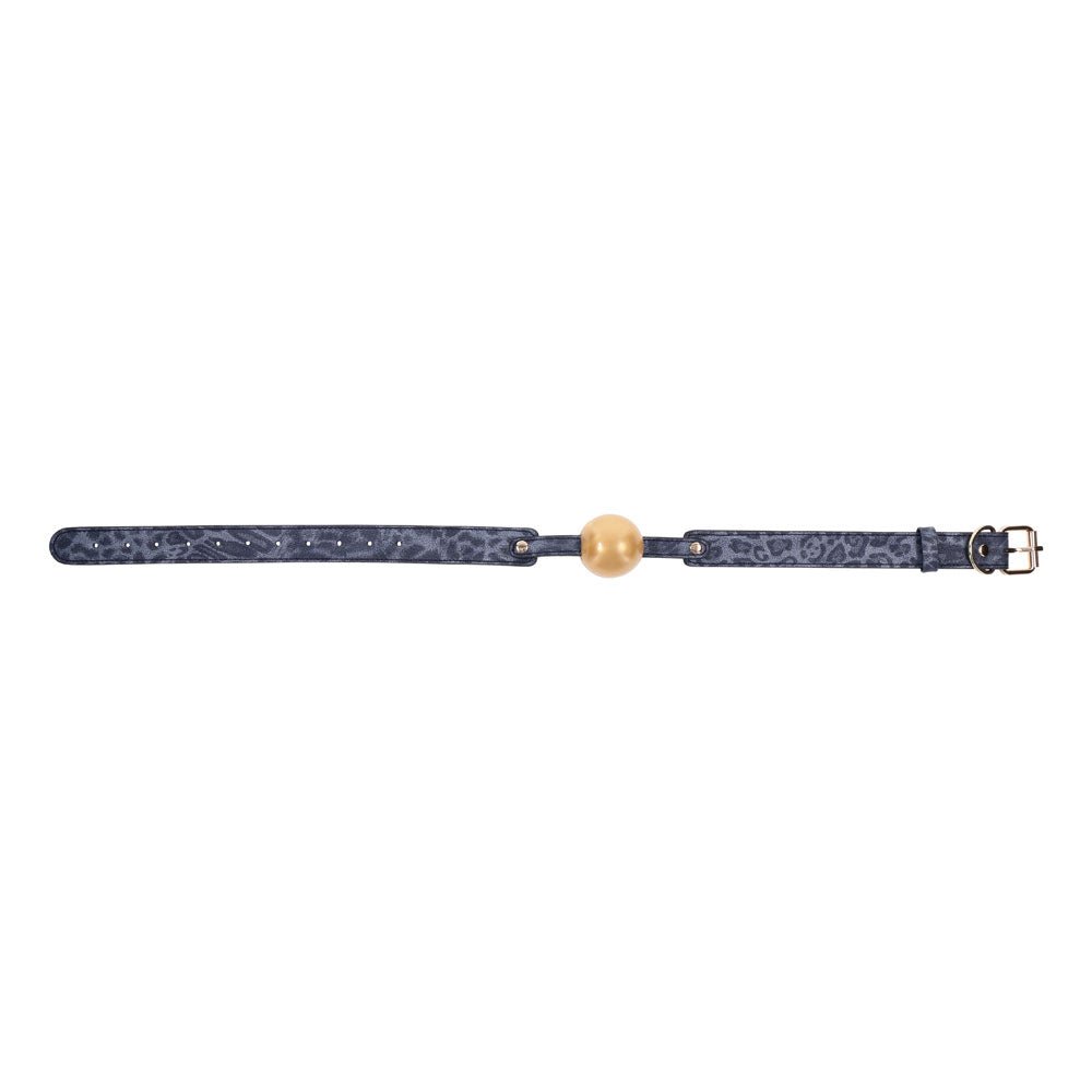 Sportsheets Sex & Mischief Cougar Ball Gag – Navy Blue & Gold Restraint - BONDAGE - TOYS