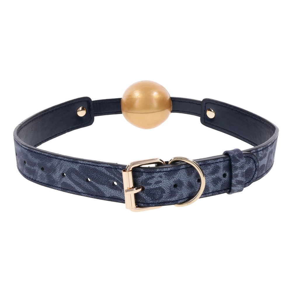Sportsheets Sex & Mischief Cougar Ball Gag – Navy Blue & Gold Restraint - BONDAGE - TOYS
