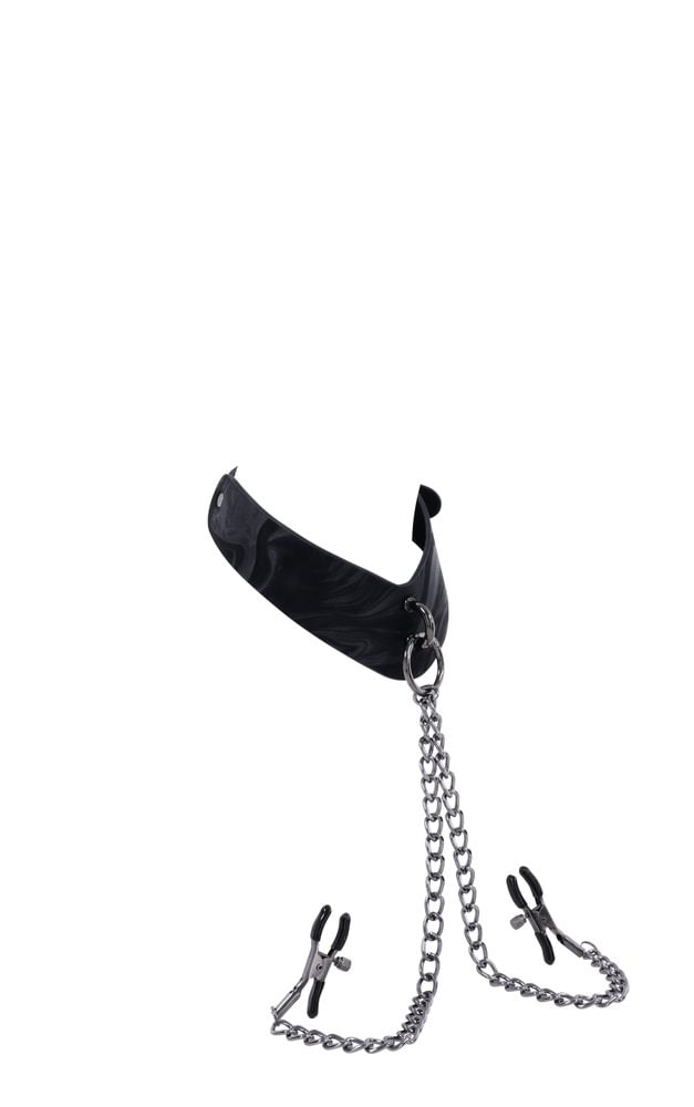 SPORTSHEETS Velvet Noir Collar & Removable Clamps - BONDAGE - TOYS