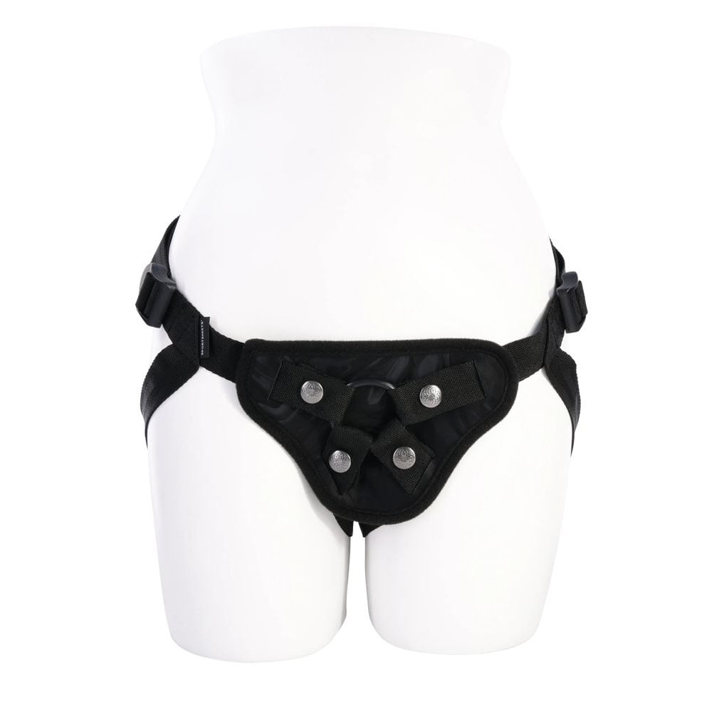 SPORTSHEETS Velvet Noir Strap On - Adjustable Harness - STRAP - ONS