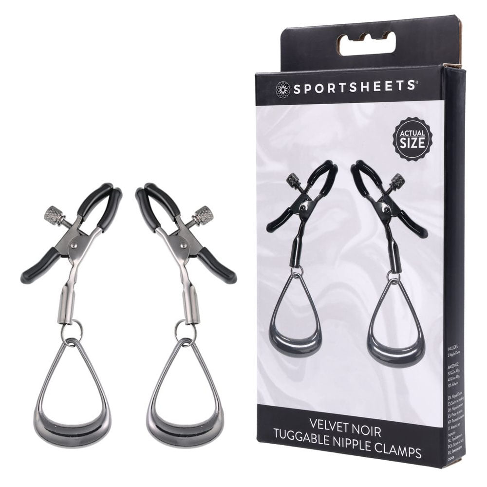 SPORTSHEETS Velvet Noir Tuggable Nipple Clamps - BONDAGE - TOYS