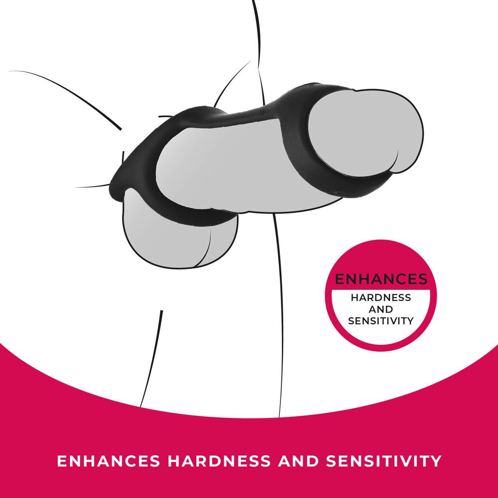 Strap The Balls - Black Cock Strap with Ball Stretcher - COCK RINGS