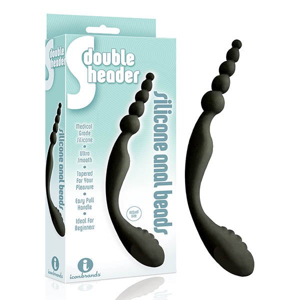 The 9's S - Double Header - Black Double Ended Anal Beads - Anal Toys
