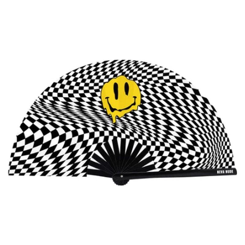 Trippy Checkers Melty Face Blacklight Folding Fan - Lingerie