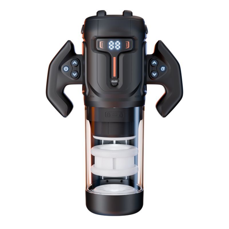 Turbo Thrusting Rotating Pleasure USB Masturbator with Easy - Grip Handle - Adult Toys