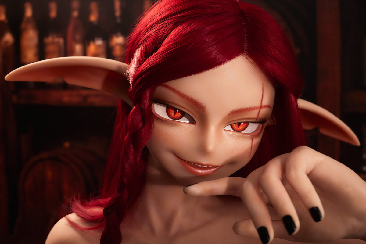Ultra Lightweight Goblin Sex Doll Bina 156cm Dark Red Hair - Sex Doll