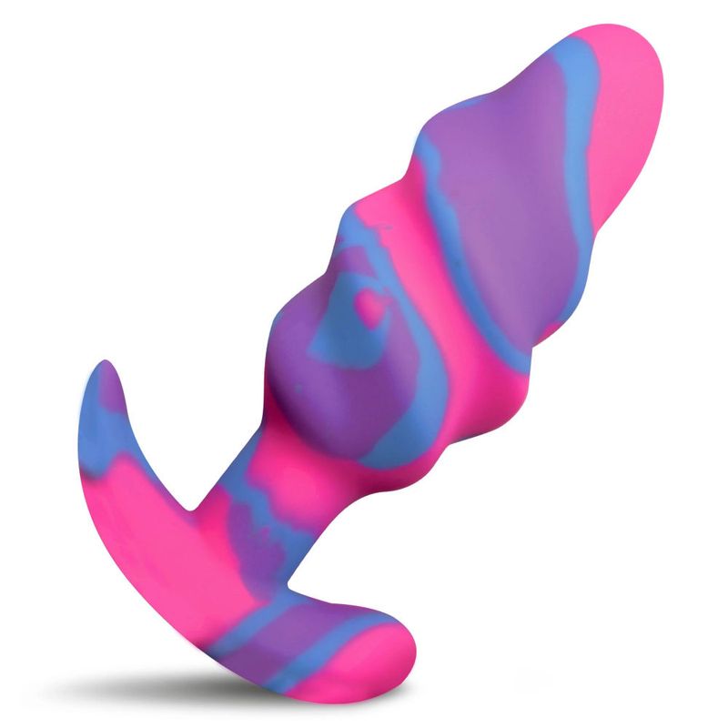 Unicorn Swirl Silicone Butt Plug Medium - Adult Toys