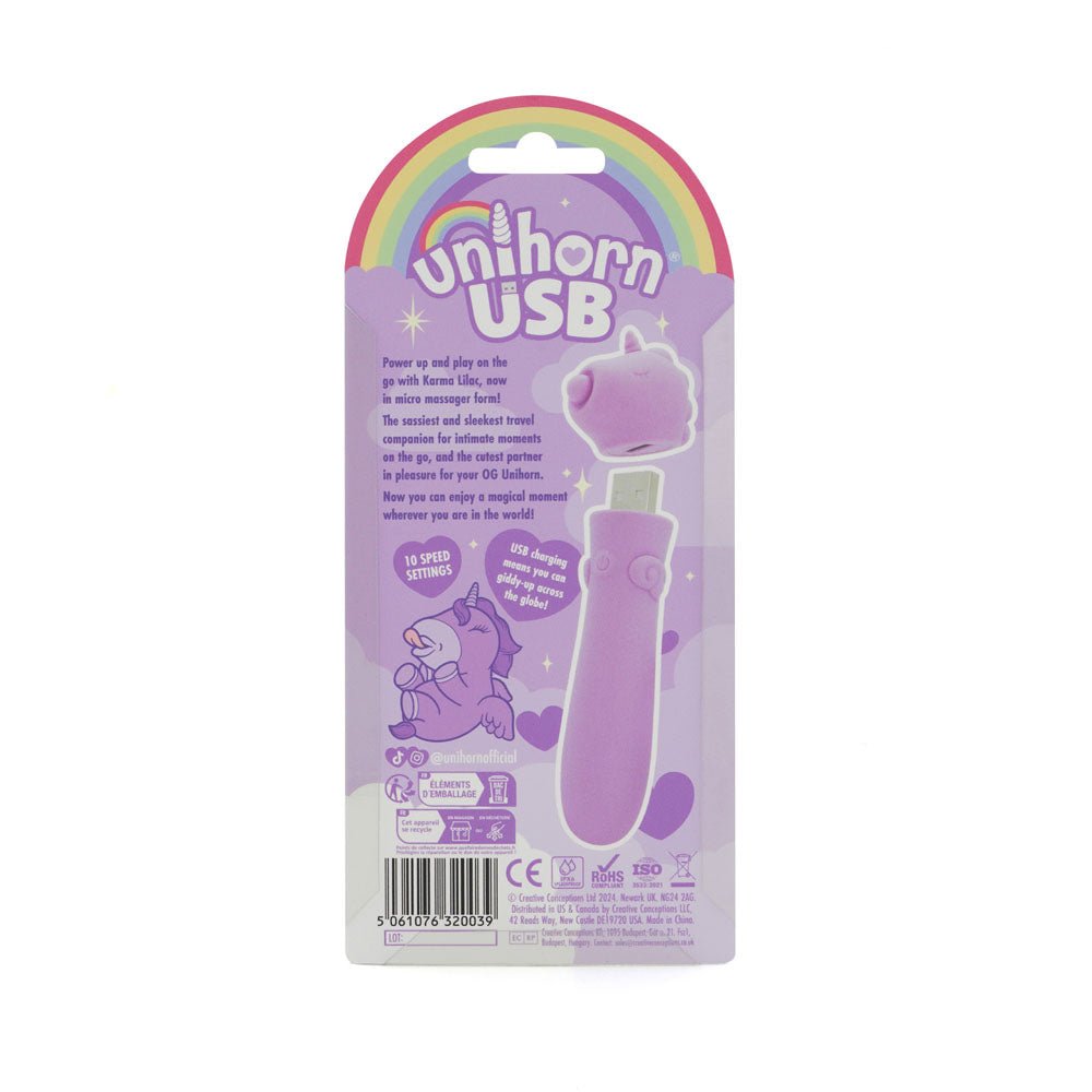 Unihorn - USB Bullet - Karma Lilac Vibrating Bullet - BULLETS & EGGS
