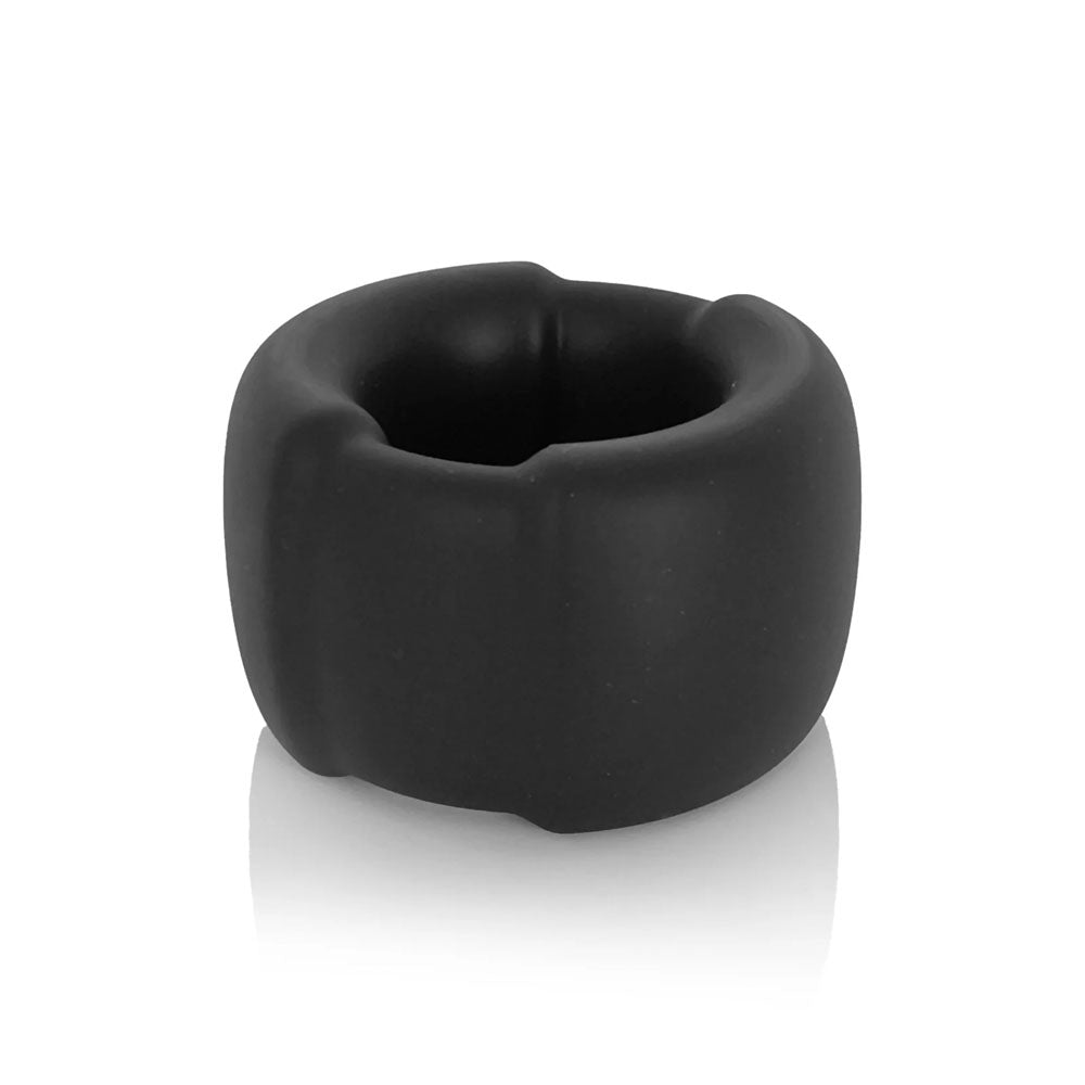 VERS Liquid Silicone Black Ball Stretcher Ring with Steel Core - COCK RINGS