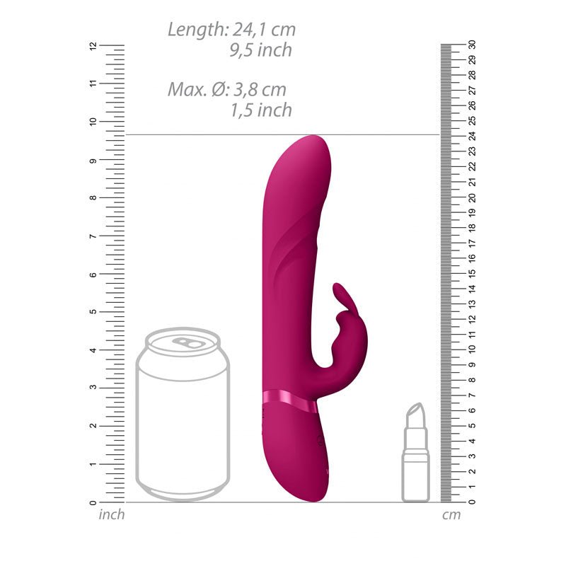 VIVE Nari - Pink 24.1 cm USB Rechargeable Rabbit Vibrator - VIBRATORS
