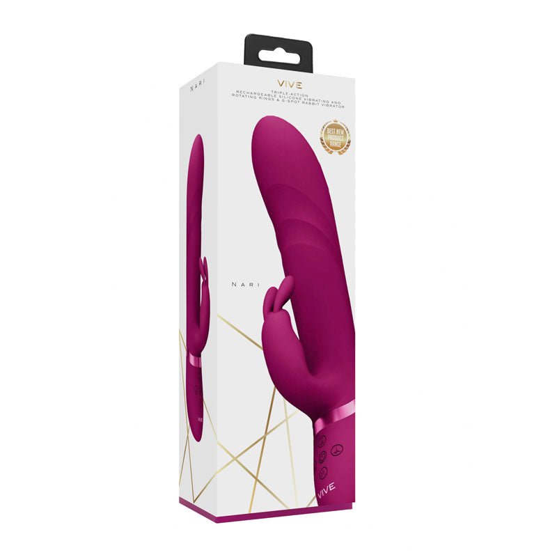 VIVE Nari - Pink 24.1 cm USB Rechargeable Rabbit Vibrator - VIBRATORS