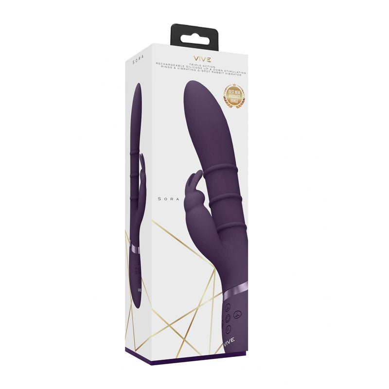 VIVE Sora - Purple 24.2 cm USB Rechargeable Rabbit Vibrator - VIBRATORS