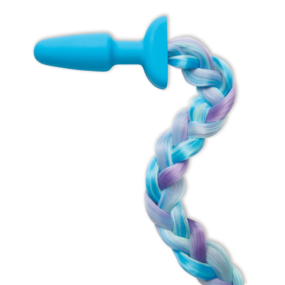 WhipSmart Furry Tales Silicone Unicorn Butt Plug - Blue 8.9 cm Butt Plug with Unicorn Tail - Anal Toys