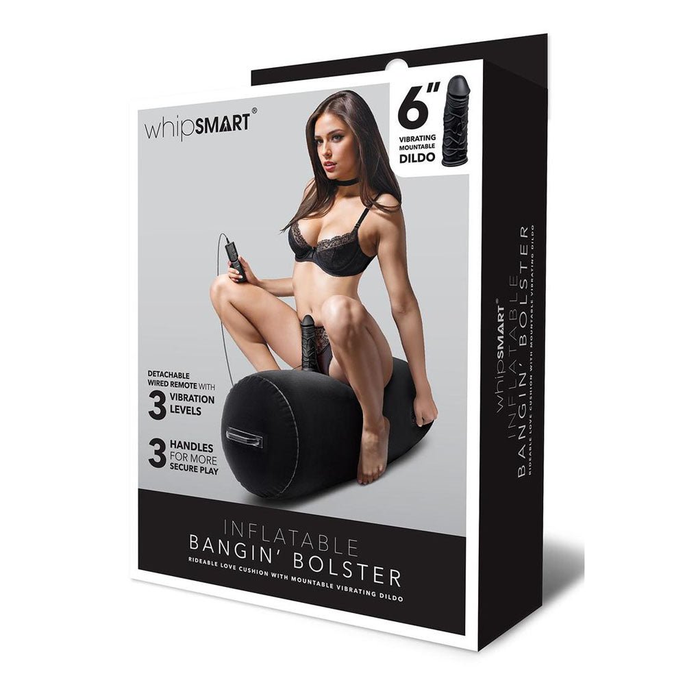 Whipsmart Inflatable Bangin Bolster - Black Inflatable Cushion with 6'' Vibrating Dong - MACHINES
