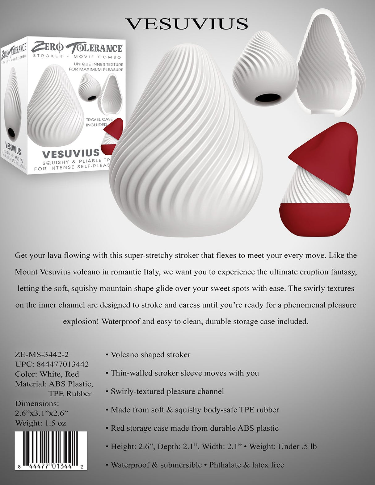 Zero Tolerance VESUVIUS - White Mini Stroker Egg - MASTURBATORS