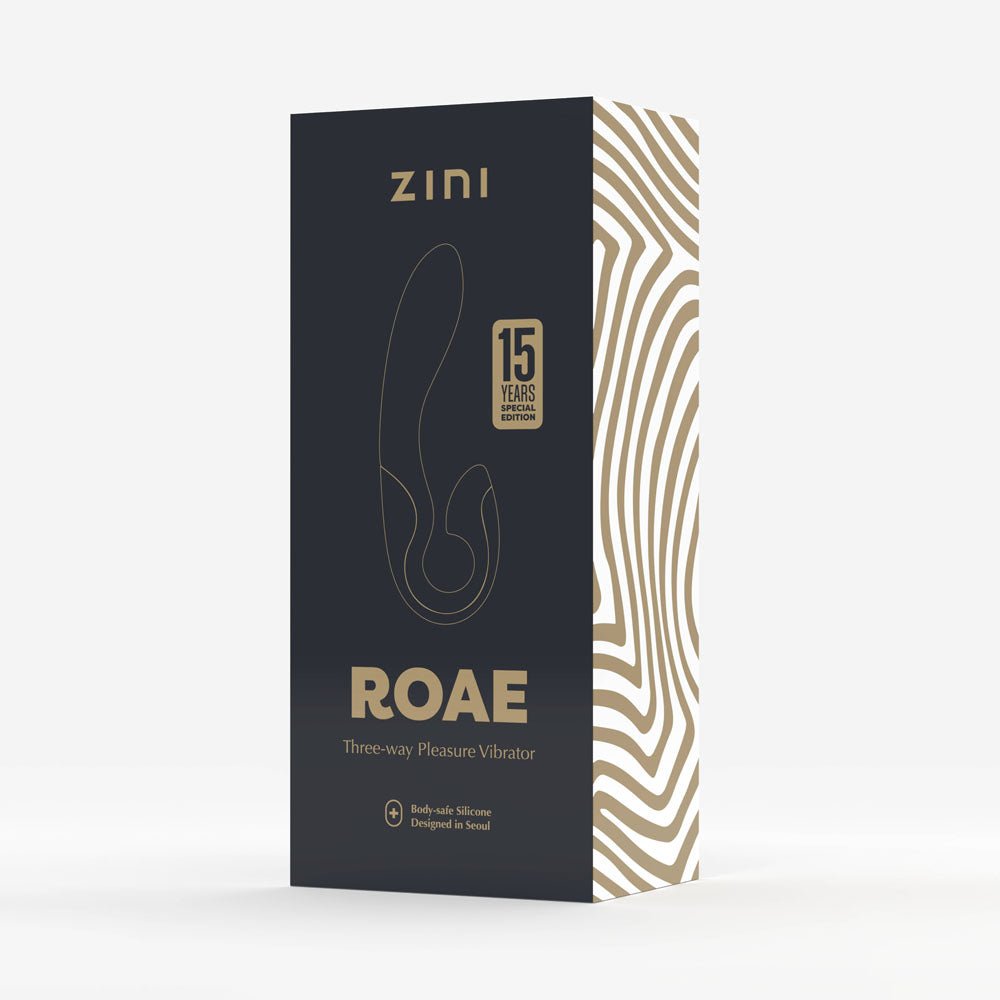 Zini Roae Special Edition - Black/Gold - Black/Gold 19.5 cm USB Rechargeable Vibrator - VIBRATORS
