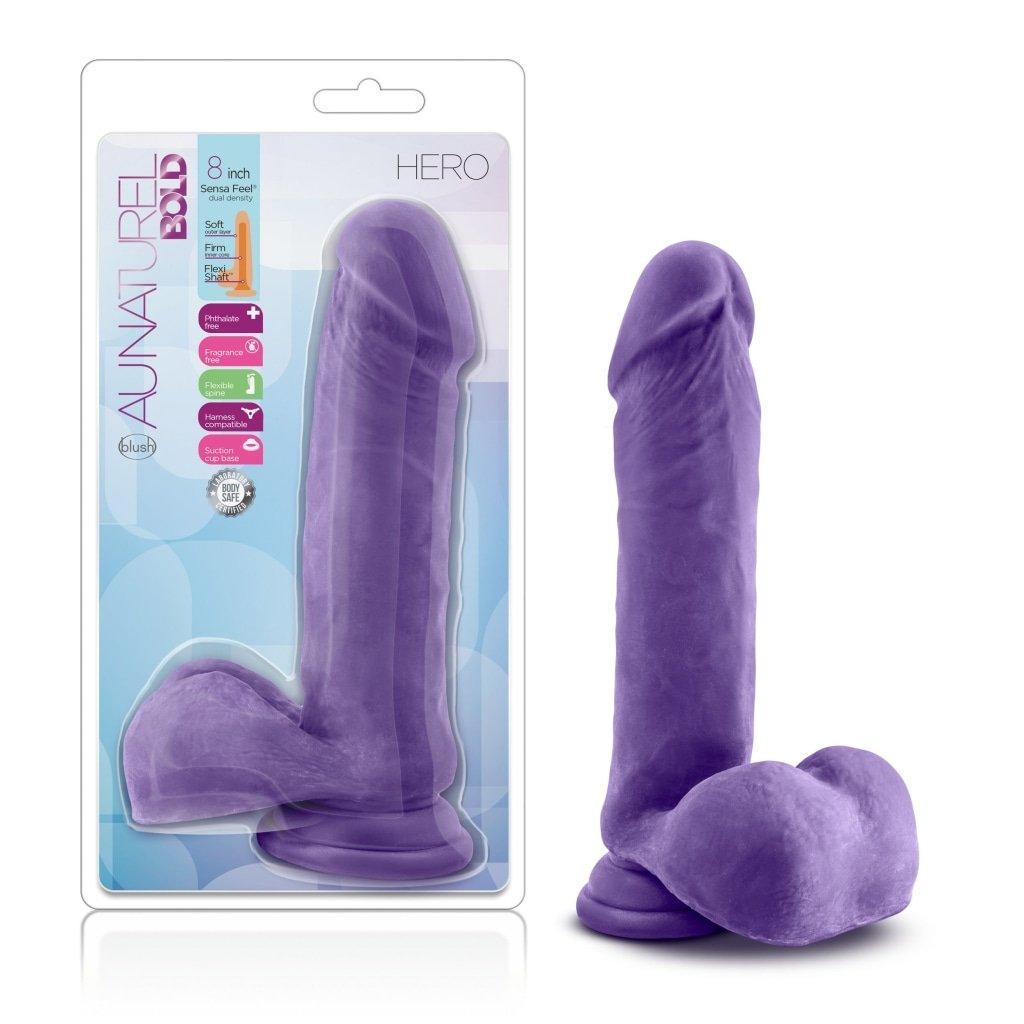Au Naturel Bold Hero 8in Dildo Purple - Adult Toys