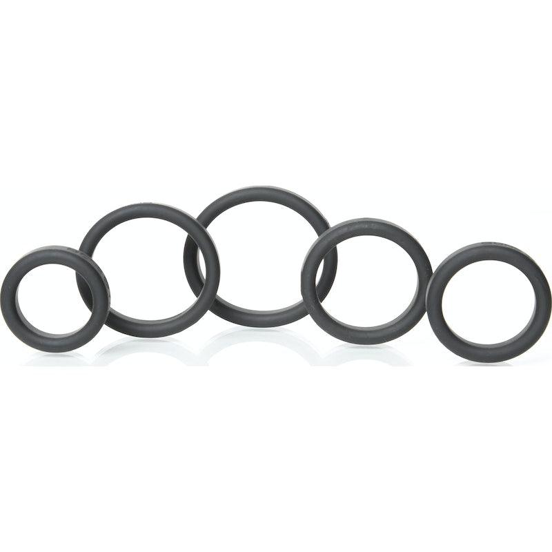 Boneyard Silicone Ring 5 Pc Kit Black - Adult Toys