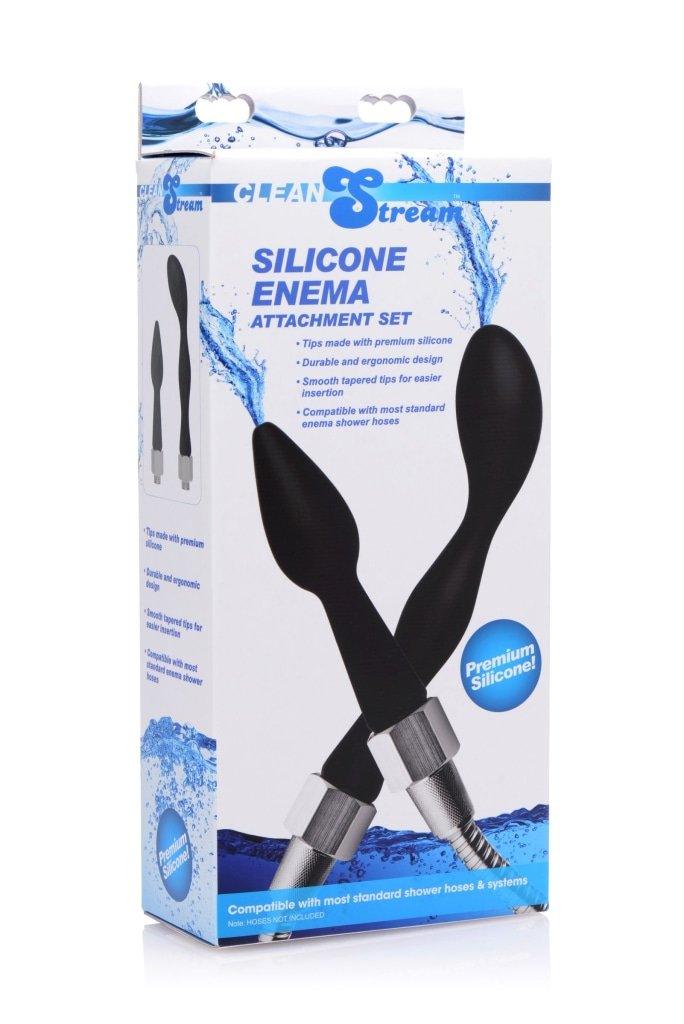 CleanStream Silicone Enema Attachment Set – Black Nozzle Tips | 2 Pack - Adult Toys