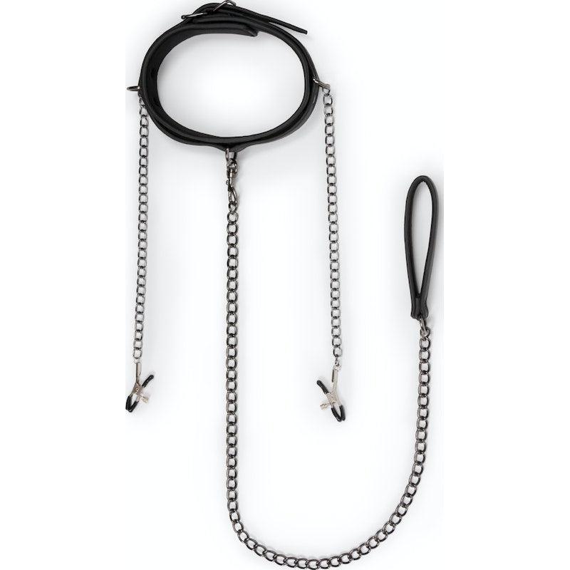 Collar With Nipple Chains - Adult Toys