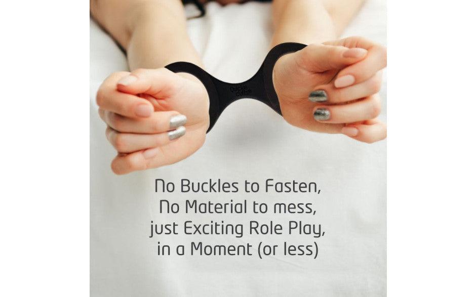 CreativeC Quickie Cuffs – Black Silicone Bondage Handcuffs (Medium) - Adult Toys