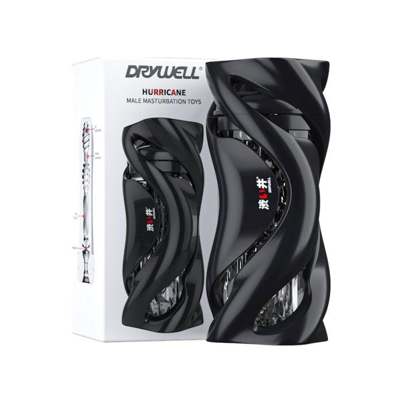 Drywell Hurricane Male Masturbator – Spiral Silicone Sleeve, Black - Adult Toys