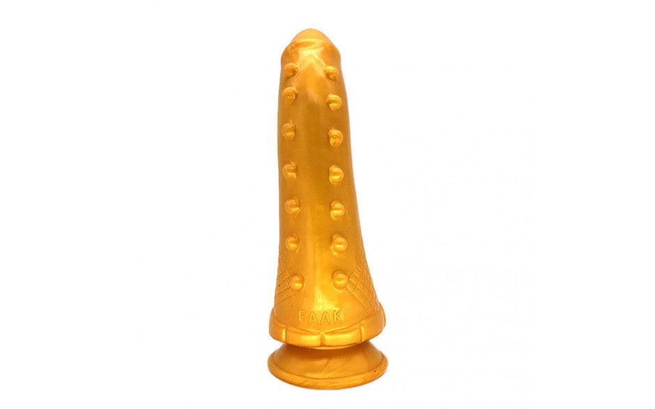 FAAK Hunchback Penis Shaped Silicone Dildo - Gold (24cm x 7.2cm) - Adult Toys