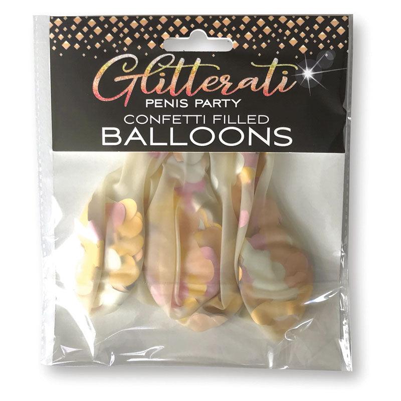 Little Genie Glitterati Confetti Balloons – Metallic Penis Shapes – 5 Pack - Novelties
