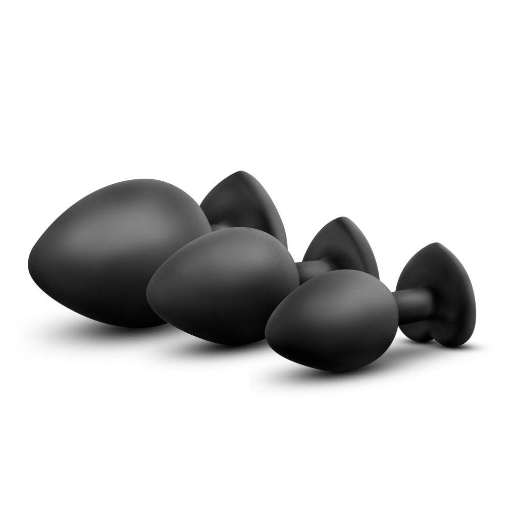 Luxe Bling Plugs Training Kit Black With Clear Gems - Adult Toys