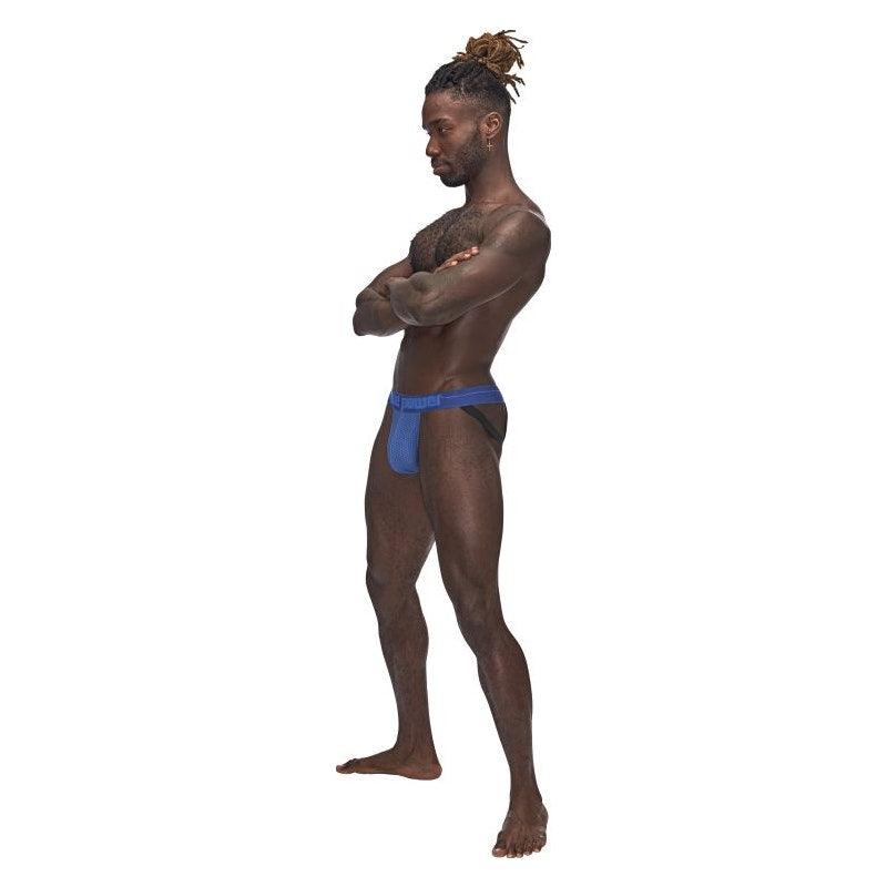 Male Power Sexagon Micro V Thong Blue - Lingerie