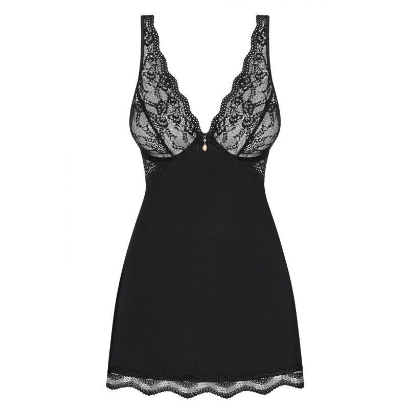 Obsessive Luvae Babydoll | Black Underwire Lingerie with Thong - Lingerie