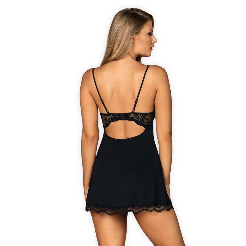 Obsessive Luvae Babydoll | Black Underwire Lingerie with Thong - Lingerie