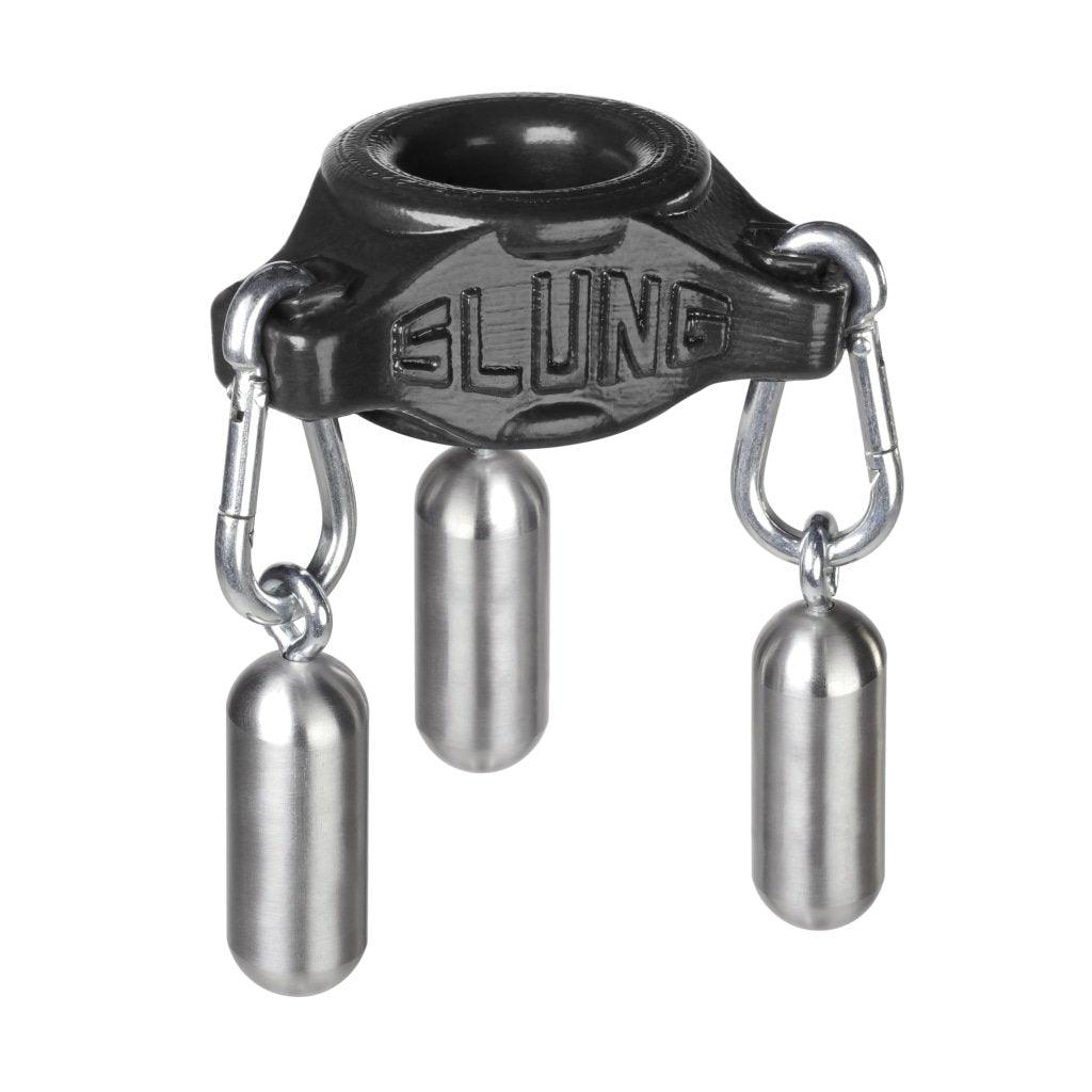 OxBalls Slung Silicone Ballstretcher with 3 Carabiners – Black - Adult Toys