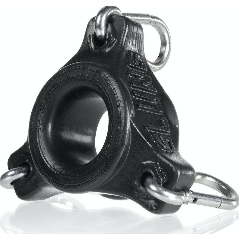 OxBalls Slung Silicone Ballstretcher with 3 Carabiners – Black - Adult Toys