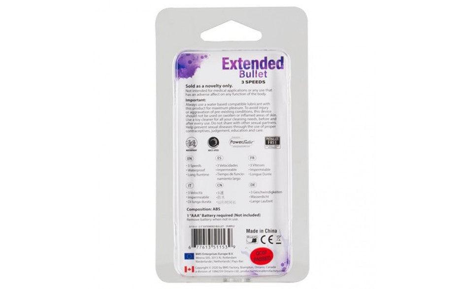 Power Bullet Extended 9cm 3 Speed Purple - Adult Toys
