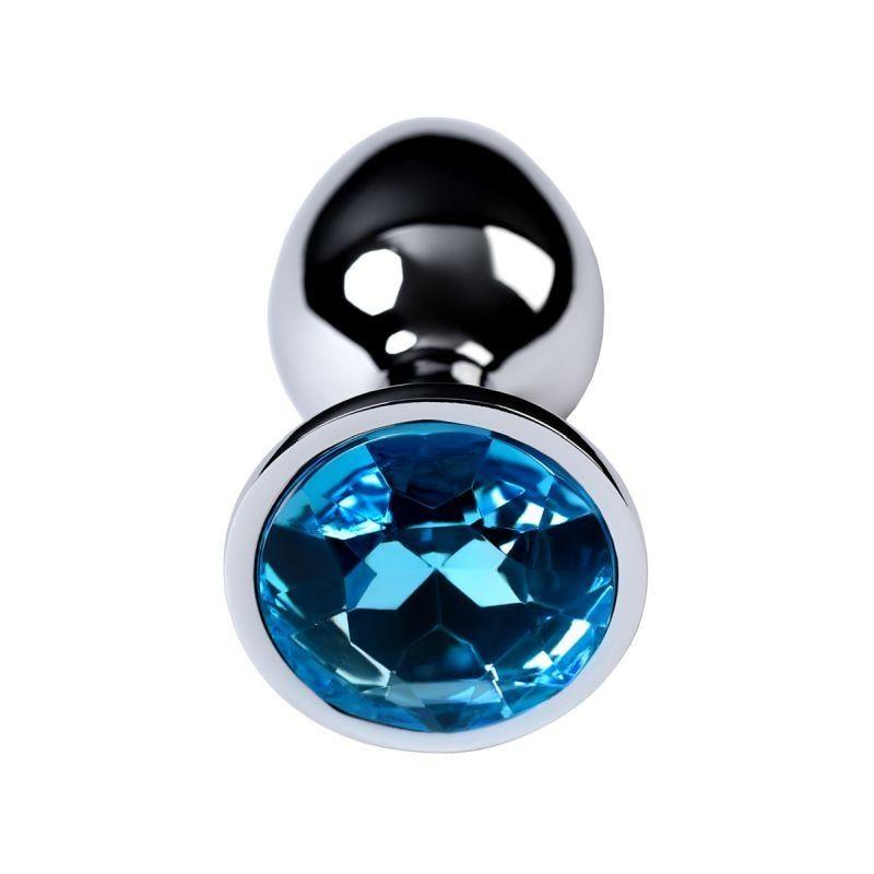 Silver Metal Anal Plug w Topaz Crystal Small - Adult Toys