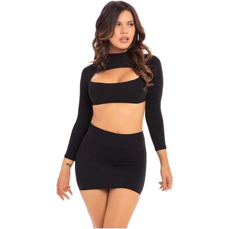 Stop and Stare 2 Pc Skirt Set Black - Lingerie