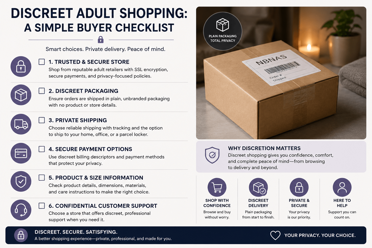 Discreet Adult Shopping: A Simple Buyer Checklist - Naughty by Nature Adult Store