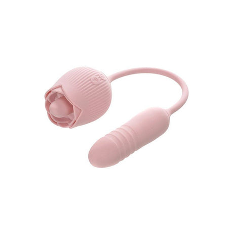 Experience Dual Stimulation Like Never Before with the Adam & Eve THRUST & TICKLE Rose Vibrator - Naughty by Nature Adult Store