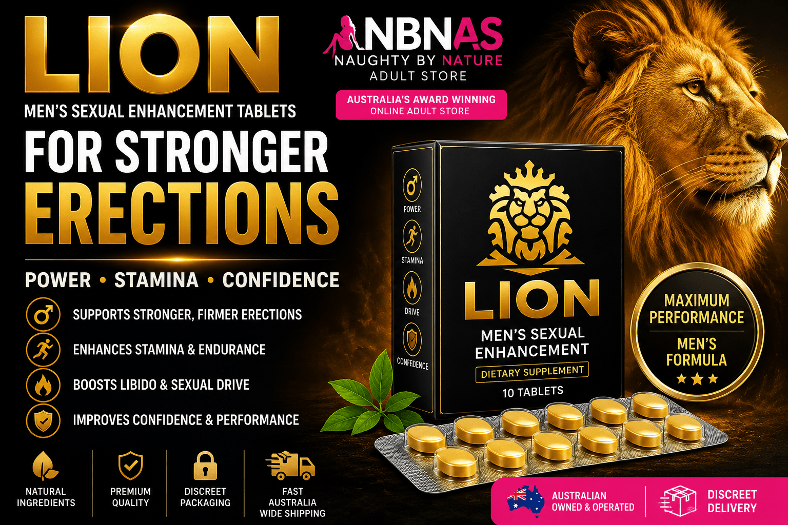 Lion Men's Sexual Enhancement Tablets for Stronger Erections: Everything You Need to Know - Naughty by Nature Adult Store