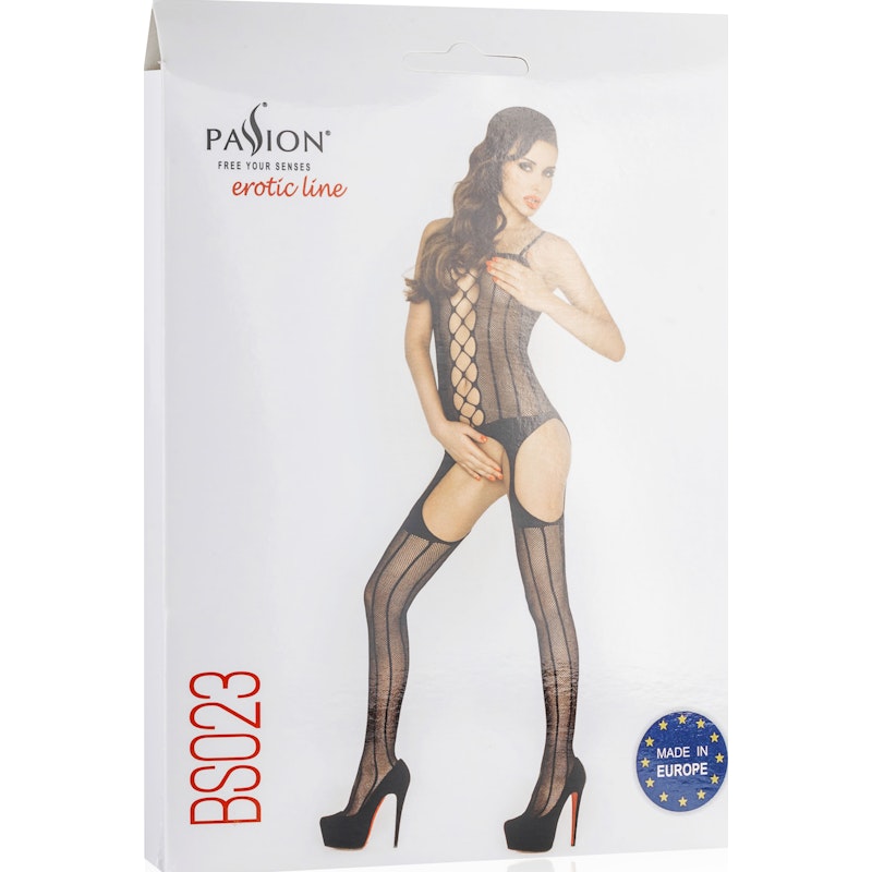 Bodystocking Fishnet  With Open Cleavage BLK