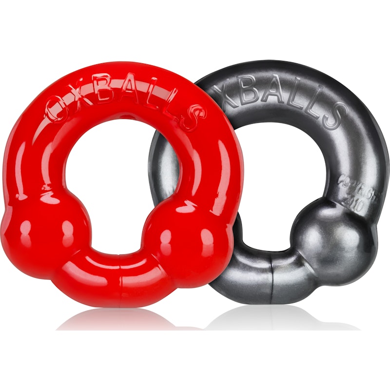 Ultraballs 2 Pk Cockring Steel And Red