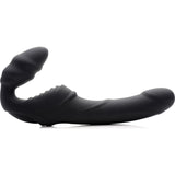 Slim Rider Ribbed Vibrating Silicone Strapless Strap On